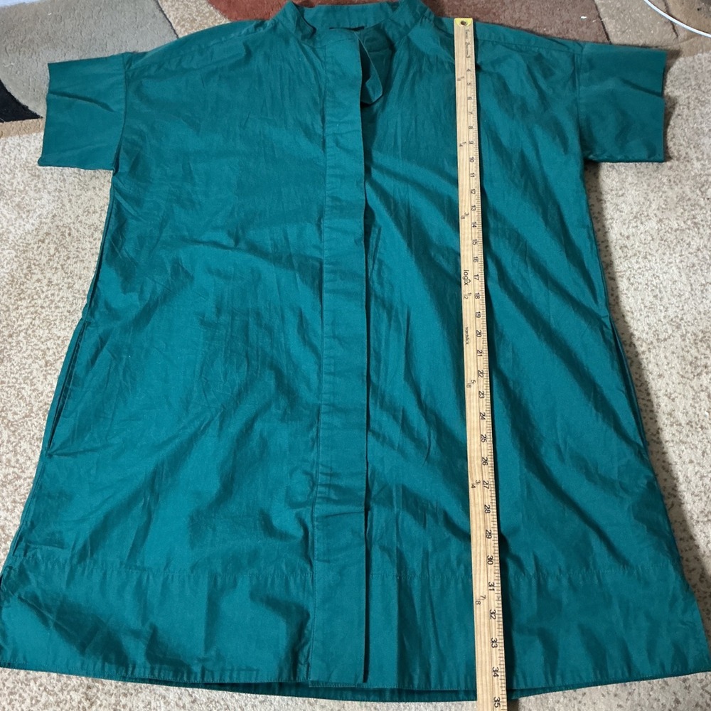 Quince Organic Cotton Short Sleeve Shirt Dress Women L Green Mini RK001 Luxury - Picture 2 of 7